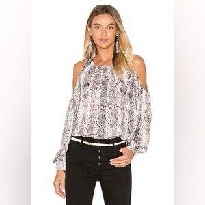 L'Academie Snakeskin Cold-Shoulder Blouse Size Small
